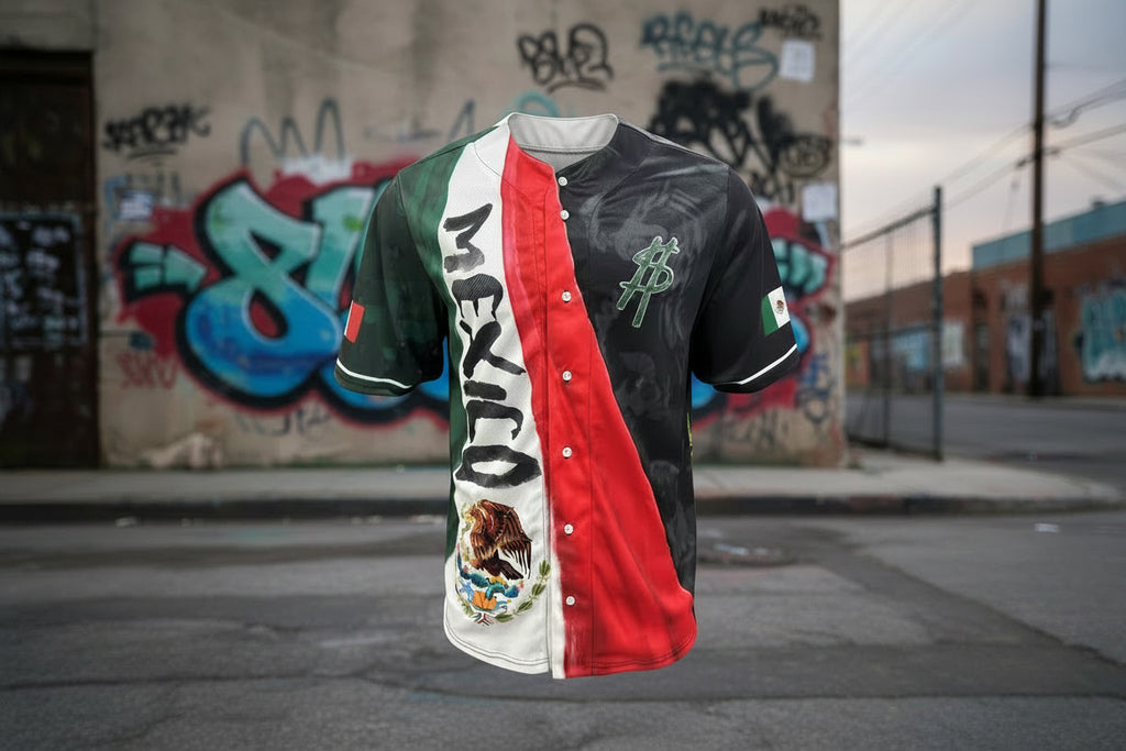 Mexican jersey graphic design with logo front and back