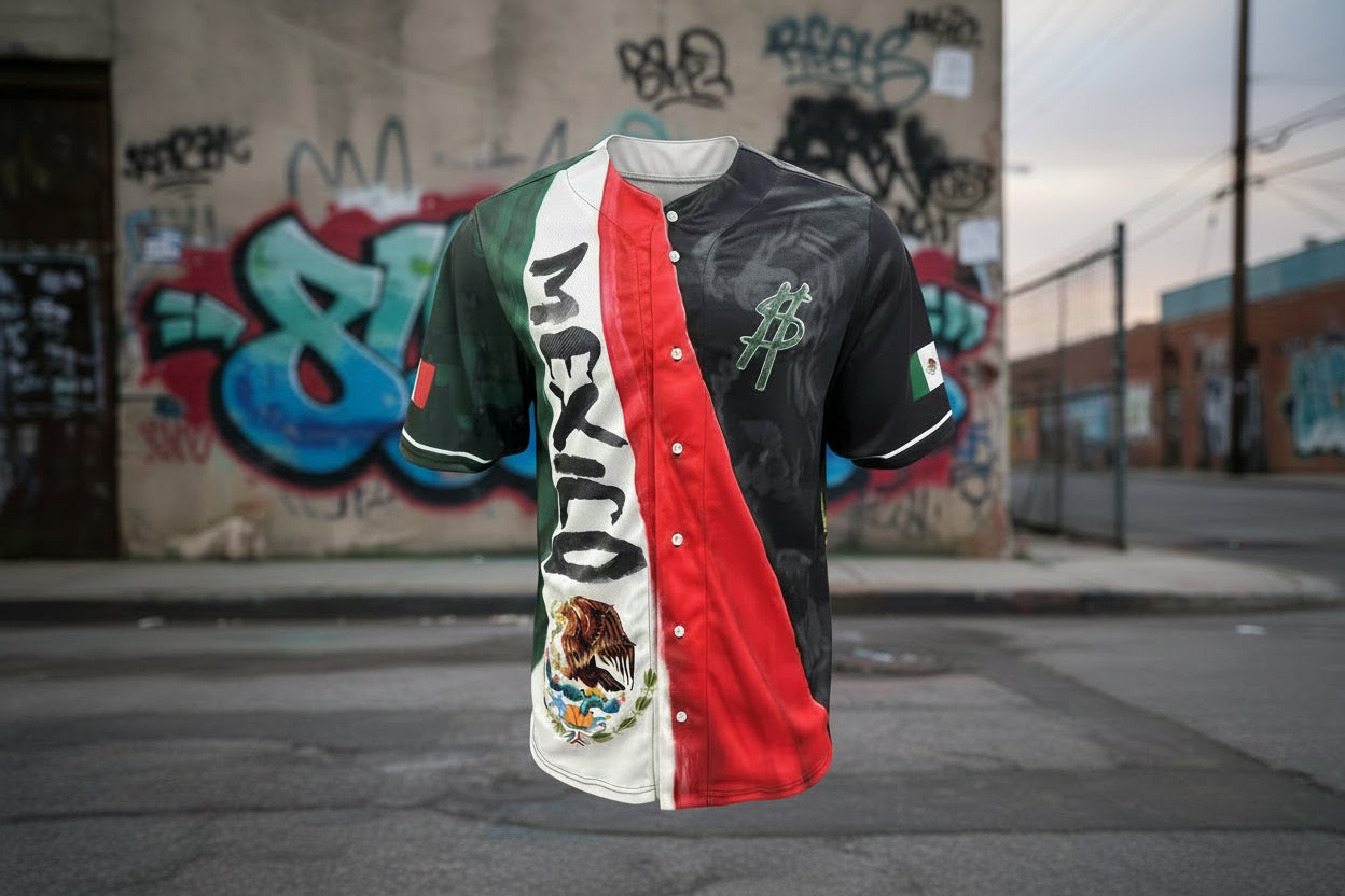 Mexican jersey graphic design with logo front and back