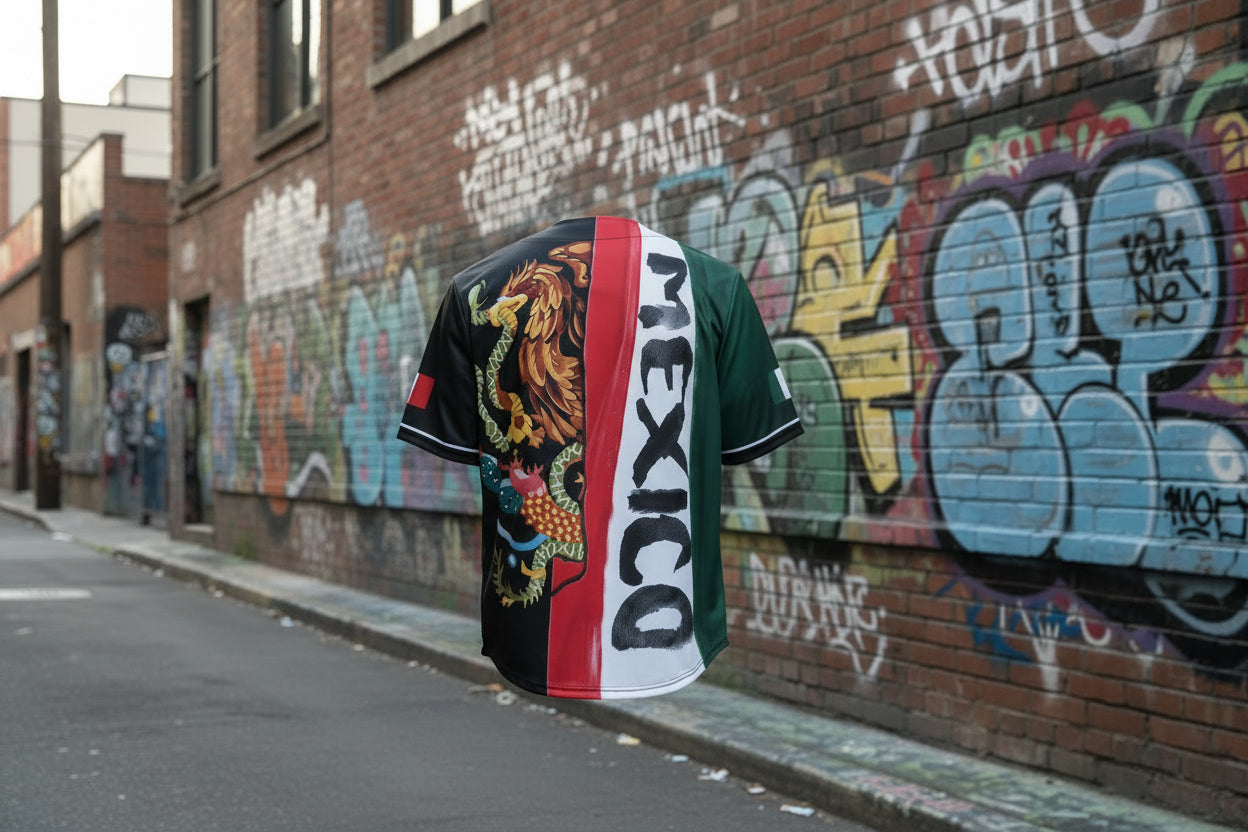 Mexican jersey graphic design with logo front and back